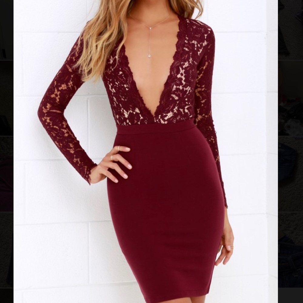 Lulus burgundy lace dress